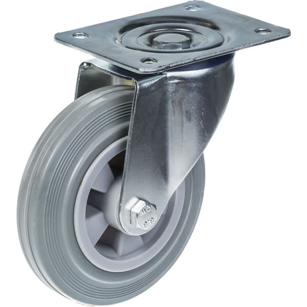 Rullar - 160mm - Grå gummi - 4-pack - Svängbara Grå