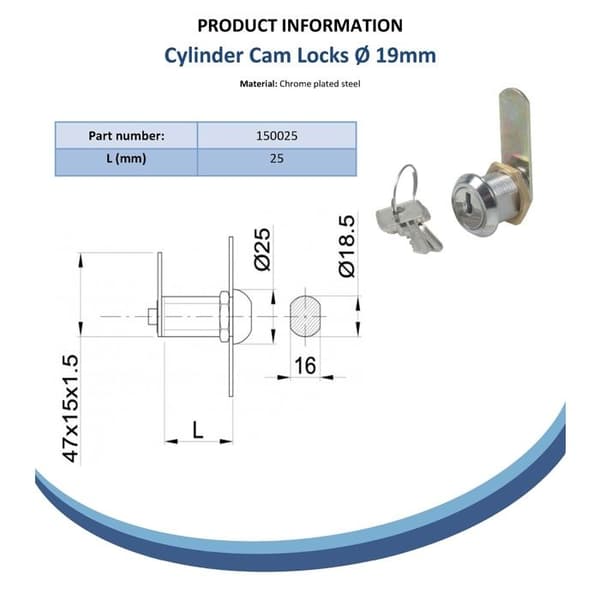 Cylindrisk lås med gänga 25 mm
