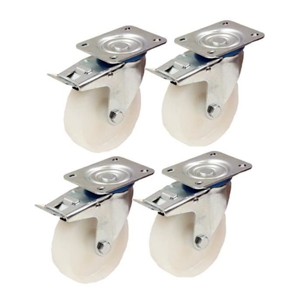 150 mm 15,2 cm nailonpyörät - raskaaseen käyttöön kääntyvät pyörät jarruilla 300 kg kukin - 4 kpl