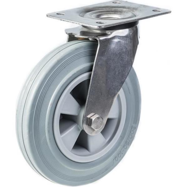 200 mm 8" rostfria hjul i grått gummi - set om 4 Grå