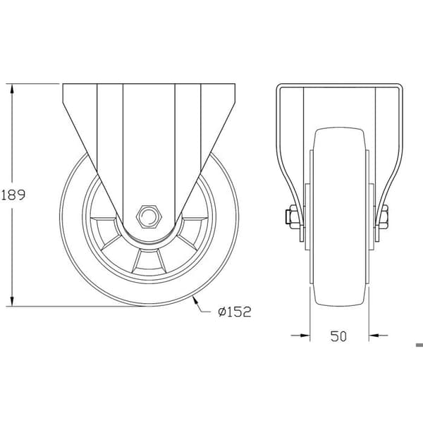 Ruller - 152 mm - Sæt af 4 - Med bremse - Sort gummi Svart