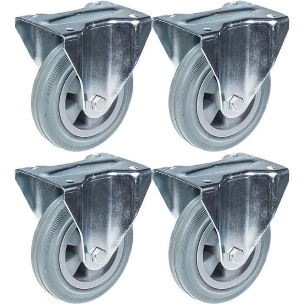 Pyörät - 160mm - Kiinteä - 4 kpl - Kantavuus 540kg Grå