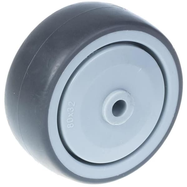Hjul - ZHONGSHAN - 80 mm - Grå gummi - Plastcentrum - Hårdhet 85° Shore A