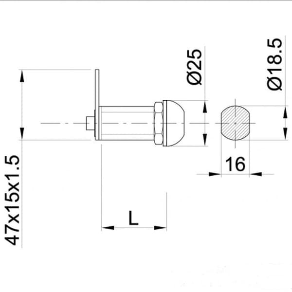 Cylindrisk lås med gänga 25 mm
