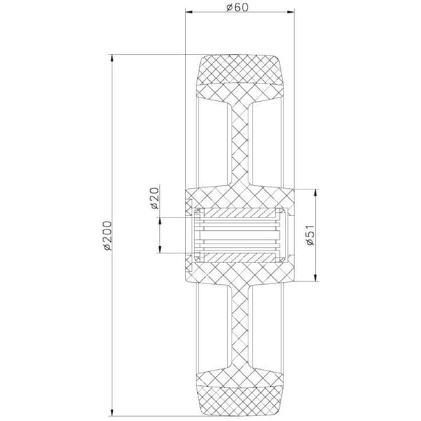 Hjul - Gummi - 200 mm - Blå - 2-Pack - Last 800 kg Blå