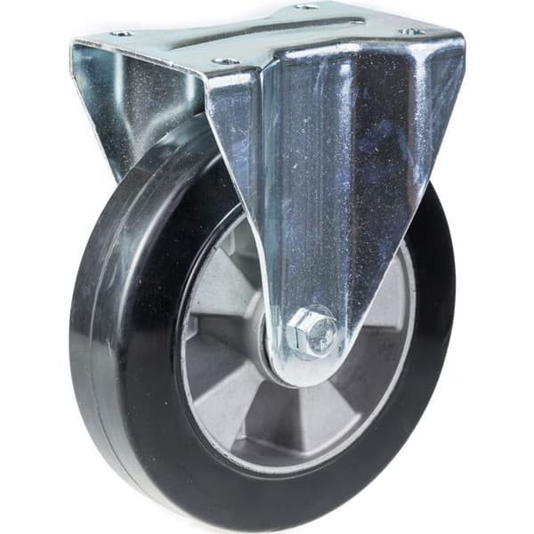 Ruller - 152 mm - Sæt af 4 - Med bremse - Sort gummi Svart