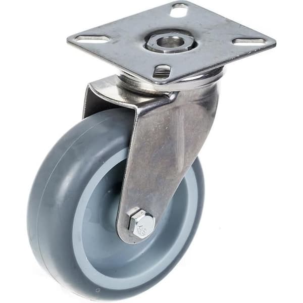 Roulette - Rustfrit stål - 75mm - Maksimal belastning 60kg - Drejelig Grå