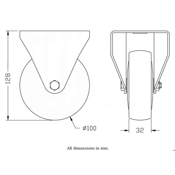 Roulette 100mm 4" med dæk Grå