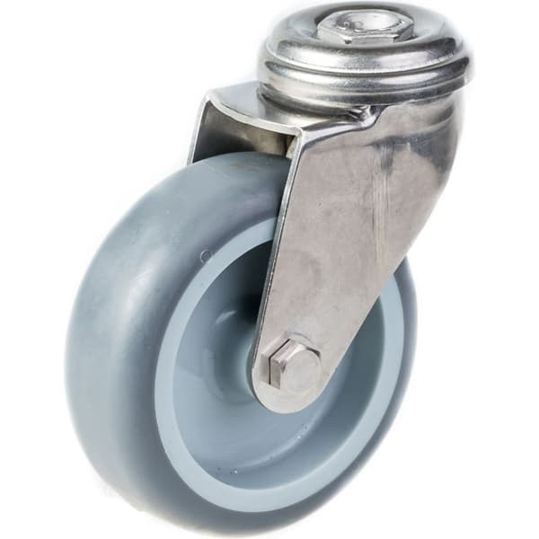 Rullager - Inox - 75mm - Set om 4 - Svängbara - Broms - Belastning 60kg Grå