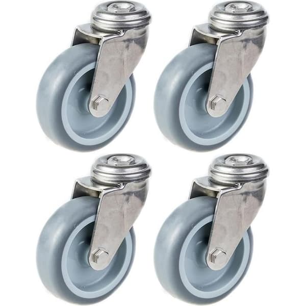 Roulette - 75mm - Inox - Pivotant - Sæt af 4 - Belastning 240kg Grå