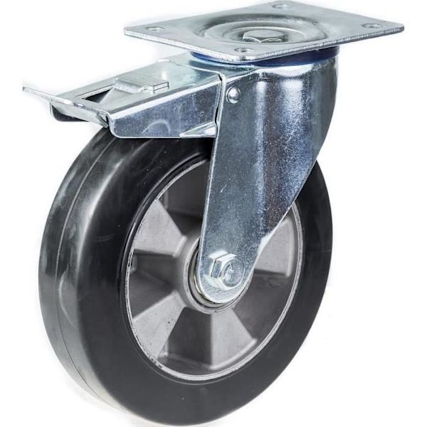 Kääntyvä pyörä - Merkki - 152 mm x 6" - Raskas 330 kg Kapasiteetti - Musta kumi Svart