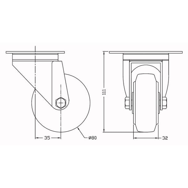 Drejbare hjul - PARNELLS - Diameter 80mm - Kapacitet 560kg - Sæt af 4 stk. Blå