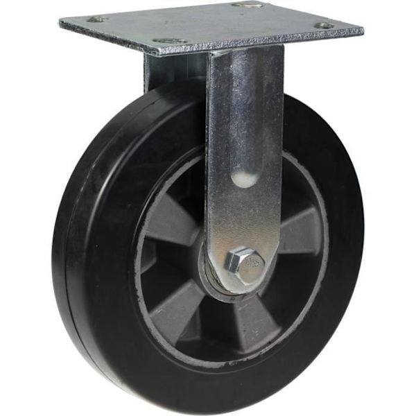 työmaalaitteet 200mm 8" musta kumi kääntyvä pyörä ja kiinteä, raskas 1800kg kapasiteetti, 4 kpl Svart