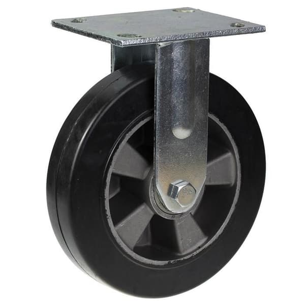 Ruller - 200 mm - Fast - Sort gummi - Kapacitet 450 kg Svart