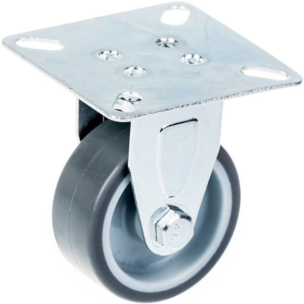 Roulette - Grå gummi - Fast - 50 mm - Kapacitet 80 kg - Pack af 2 Grå