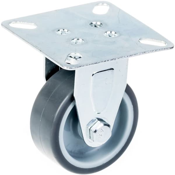 Roulette - Grå gummi - Fast - 50 mm - Kapacitet 80 kg - Paket med 2 Grå