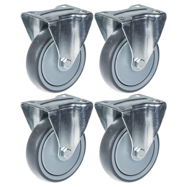 Rullar - 125 mm - Grå gummi - Fast - Kapacitet 520kg - Set om 4 Grå