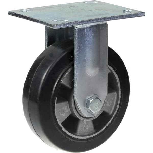 Ruller - 152 mm - Sort gummi - Fast - Kapacitet 1320 kg - Sæt af 4 Svart