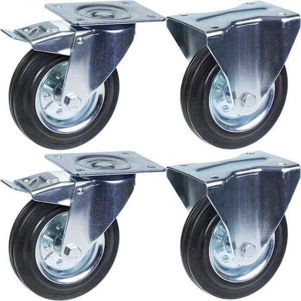 työmaavarusteet 160 mm 6" kumirengas, jarru ja kiinteä, suuri kantavuus 600 kg, sarja 4