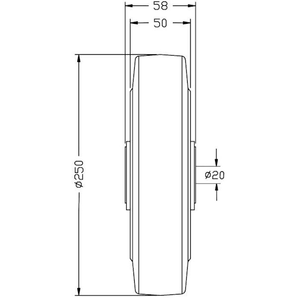 Pyörä - Musta kumi - 250mm - Kantavuus 2000kg - 4 kpl sarja Svart