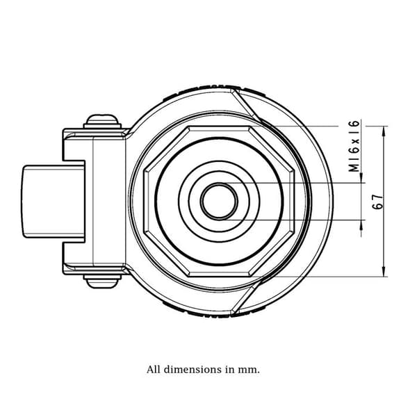 Roulette niveleuse 72mm Hjul Svart