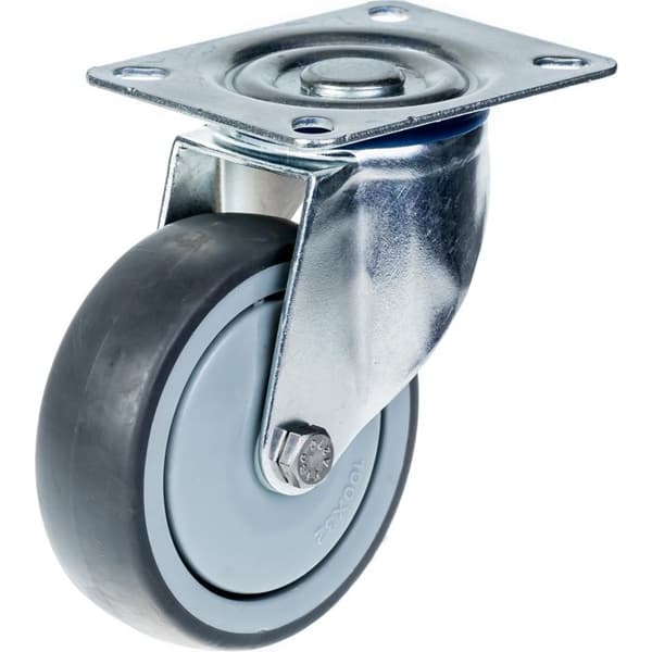 Roulette - Set om 4 - Grå gummi - 80mm - Max belastning 320kg Grå