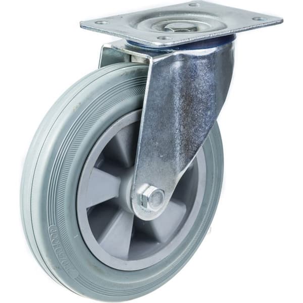 Rullarna - 200 mm - Set om 4 - Svängbara och fasta - Kapacitet 820 kg Grå