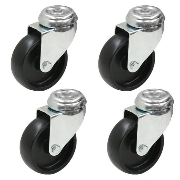 4 - 75mm Nylon sorte hjul Svart