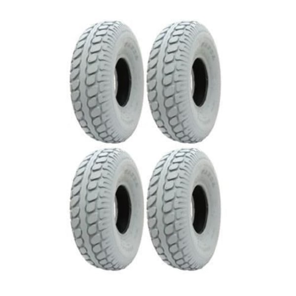 Grå Mobility skoterdäck, 330 x 100, block, pneumatiska, 400-5 - Set om 4.