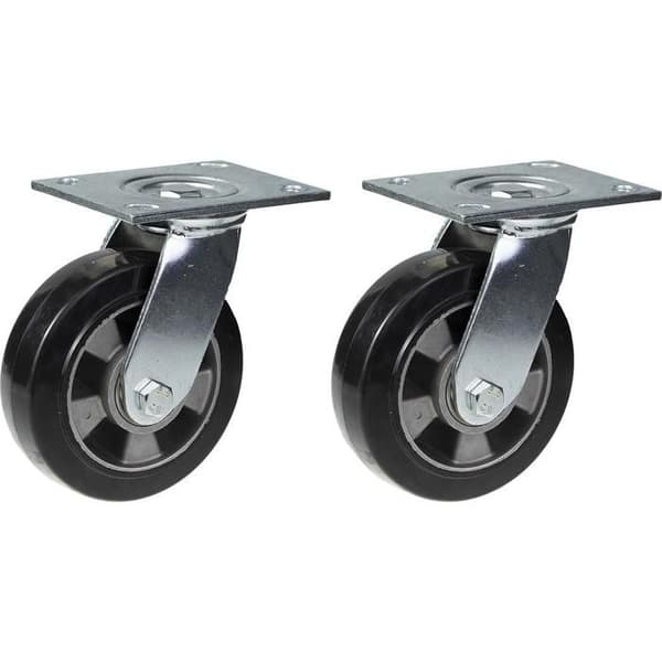 Roulette Gummi Sort Stærk Pivot 152mm - Sæt Af 2 Svart