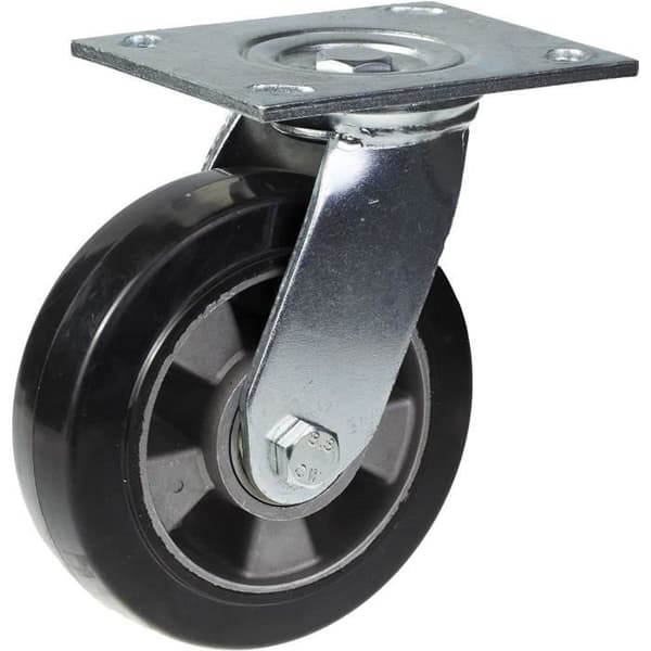 Hjul - EC2802 - Sort gummi - Drejelig - 152mm x 50mm Svart