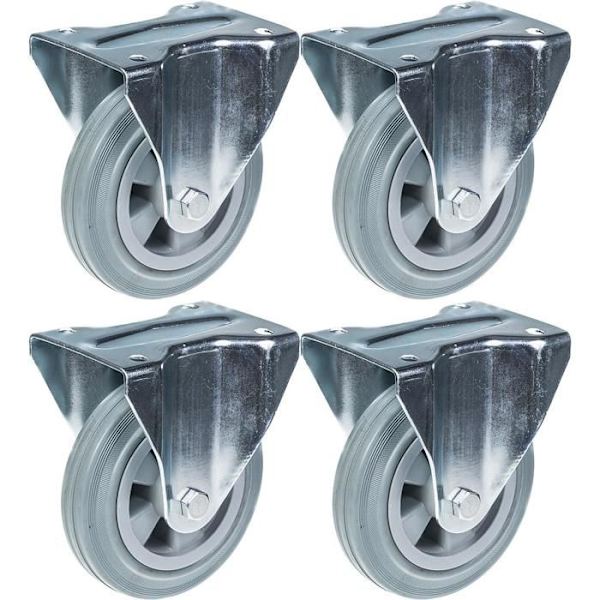 Rullar - PARNELLS - 160mm - Grå gummi - Fasta - 4-pack Grå