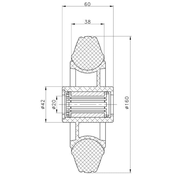 Hjul - 160mm - Grå gummi - Plastcentrum - Kullager