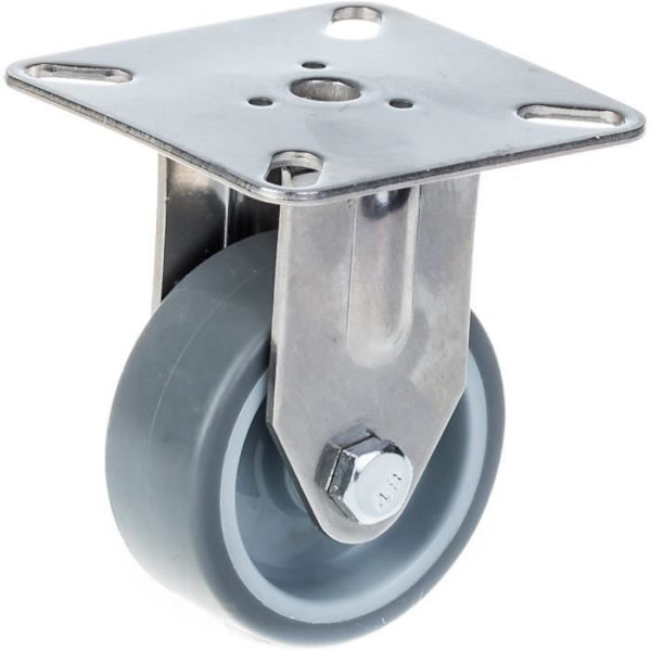rakennustyömaavarusteet 50mm ruostumattomasta teräksestä valmistetut pyörät 2" harmaa kumi, kääntyvä ja kiinteä, 160kg, 4 kpl sarja Grå