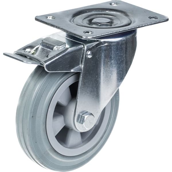 Pivotande hjul - 160mm - Grått gummi - 4-pack - Kapacitet 540kg Grå