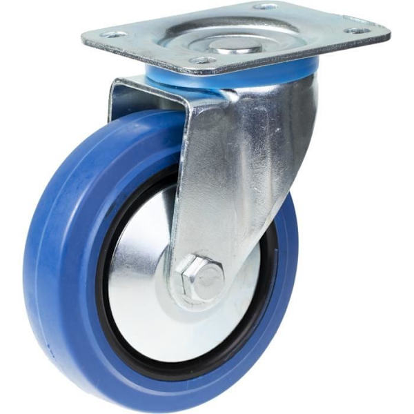 Siniset kääntyvät kumipyörät 125 mm - Sarja 4 - 800 kg Kantavuus Blå