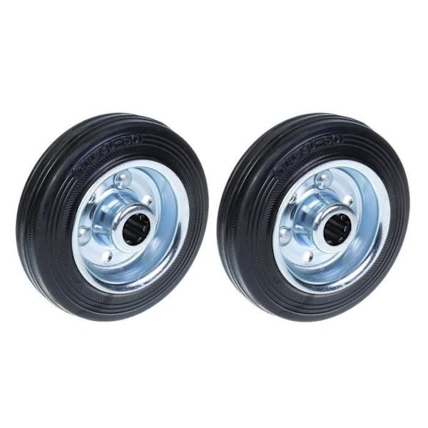 Svarta gummihjul med stansat stålcentrum - Set med 2 - 100 mm diameter Svart