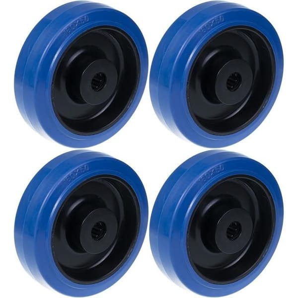 Hjul 160mm 6" blå gummi