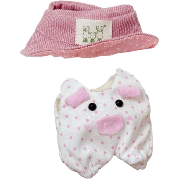 Vaatteet 17 cm nukelle, Söpö hattu & asusetti nukeille, Ihastuttavat pukeutumistarvikkeet nukelle Pig_pink