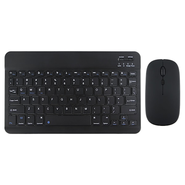 Trådløst tastatur og mus for iPad Air 5, 4 Pro, 11, Bluetooth, spansk, engelsk, Android, iOS, Windows, telefon, nettbrett Black English