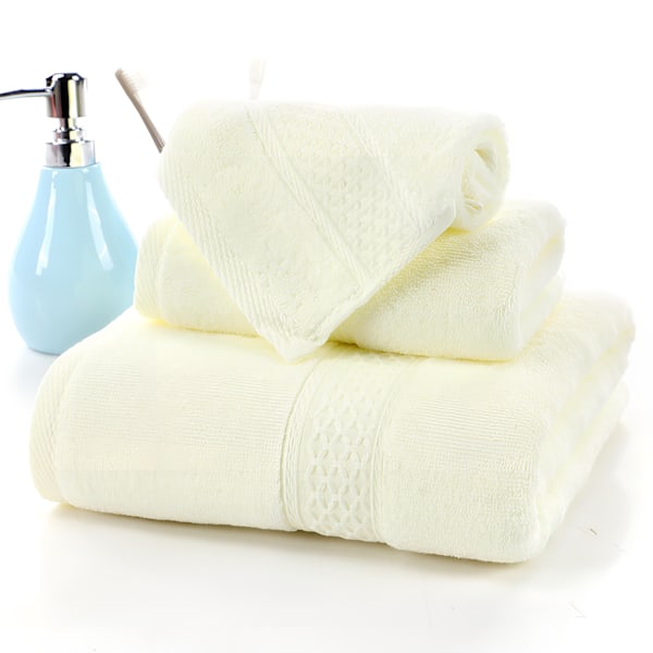 Lyxigt handduksset i bomull för hemmet, 3-delat set, ultramjukt, mycket absorberande, inkluderar 1 badhandduk, 1 handduk, 1 tvättlapp 3PCS Soft yellow