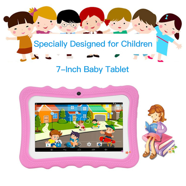 Lasten tabletti, 7 tuuman näyttö, 8GB ROM, 1024*600 resoluutio, Wifi-tabletti lapsille 1+16g