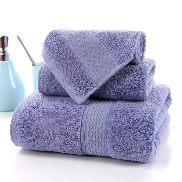Lyxigt handduksset i bomull för hemmet, 3-delat set, ultramjukt, mycket absorberande, inkluderar 1 badhandduk, 1 handduk, 1 tvättlapp 3PCS Light purple