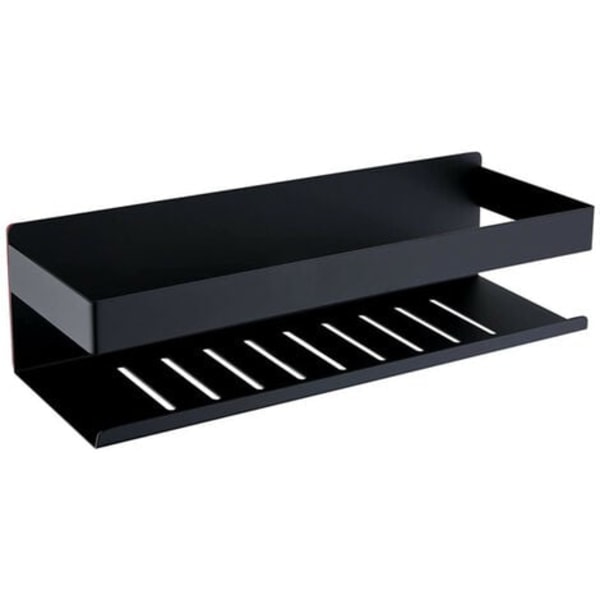 Selvklæbende brusehylde, badeværelseshylde uden boring, SUS304 rustfrit stål, mat sort, 30 cm Black
