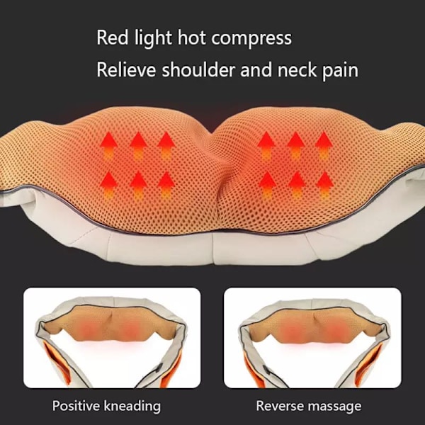 Shiatsu U-formad elektrisk massageapparat för rygg, nacke och axlar, infraröd värmemassage, för hemmet, från Spanien