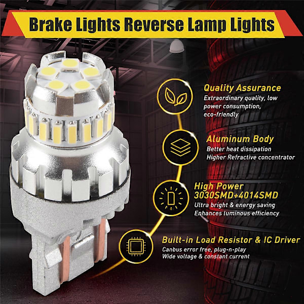 Bil T20 7440 W21W LED Canbus Backljus W21/5W 7443 LED Lampa Broms Blinkersljus 6500K Supe