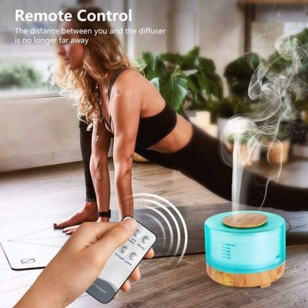 500 ml:n eteeristen öljyjen diffuusori Bluetooth-kaiuttimella, hiljainen ultraääni-viileäsuihkutuskostutin 7 värillä ja sovelluksella toimistoon, kylpylään, joogaan - keltainen