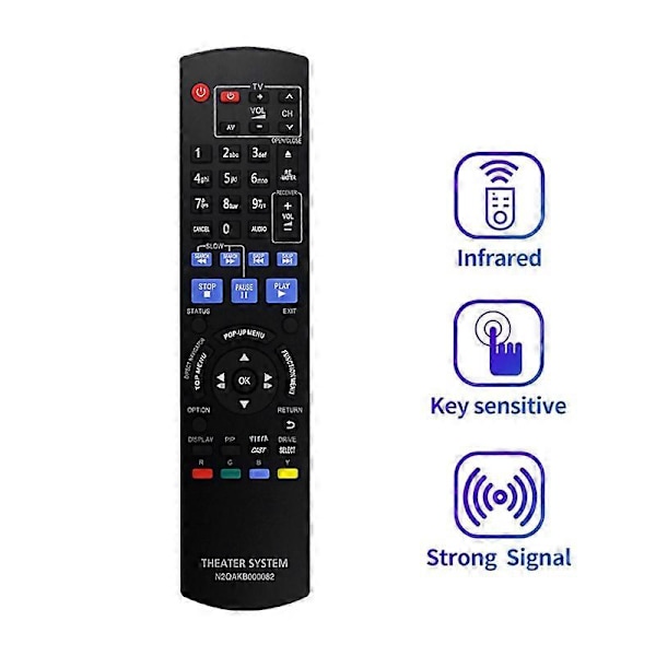 Erstatningsfjernkontroll N2QAKB000082 for Panasonic Blu-Ray Disc Player DMP-BD65 Dmp-BD45 black