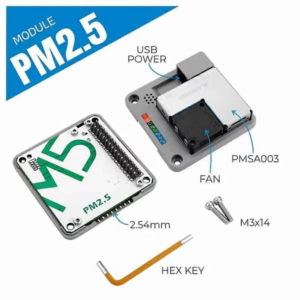 PM2.5 Luftkvalitetsmodul (PMSA003) Ambient Luftkvalitetstestmodul DC5V Strømforsyning M5Core Sokkel