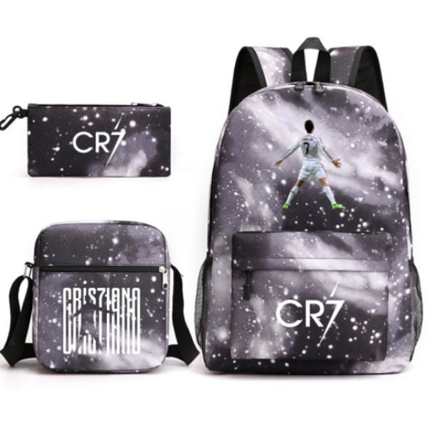 CR7 Ronaldo 3 kpl:n setti Reppu Mochila Lasten Tilavat Laukut-2 Starry Gray 4